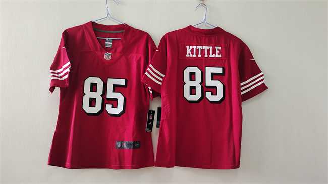 Womens San Francisco 49ers #85 George Kittle Red Vapor Alternate Stitched Jersey